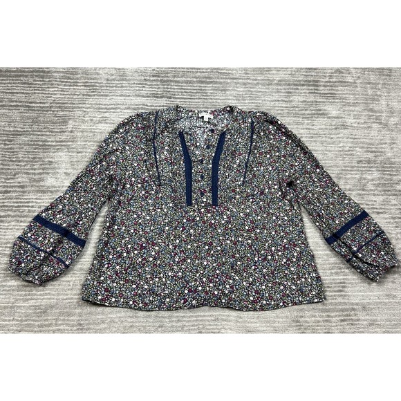 Wonderly Top Womens Medium Multicolor Floral Long Sleeve Cotton - Picture 1 of 12